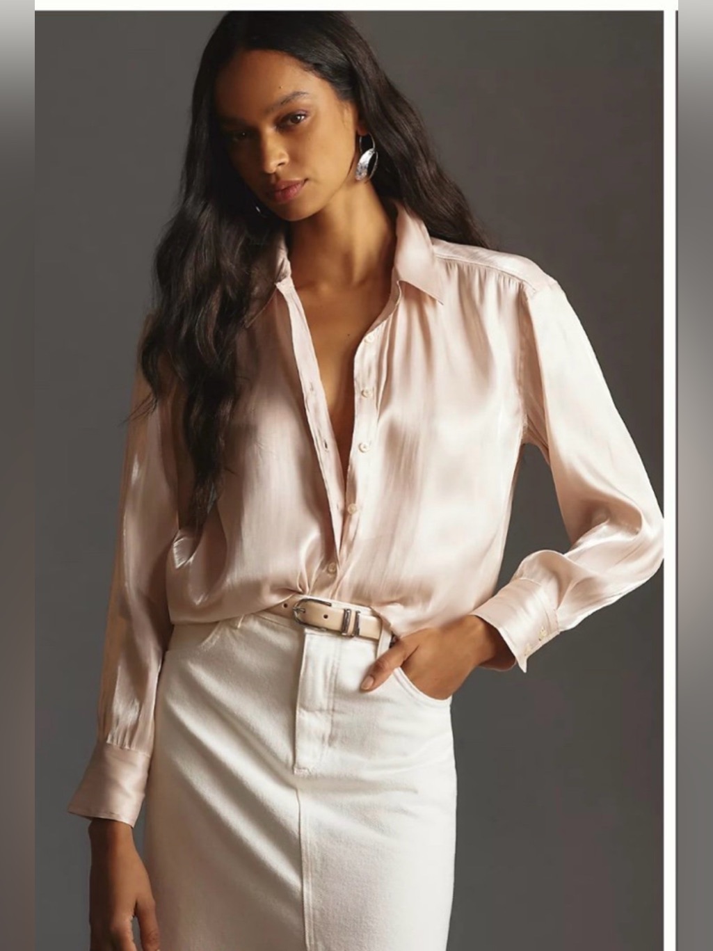By Anthropologie Silky Iridescent Buttondown Shirt